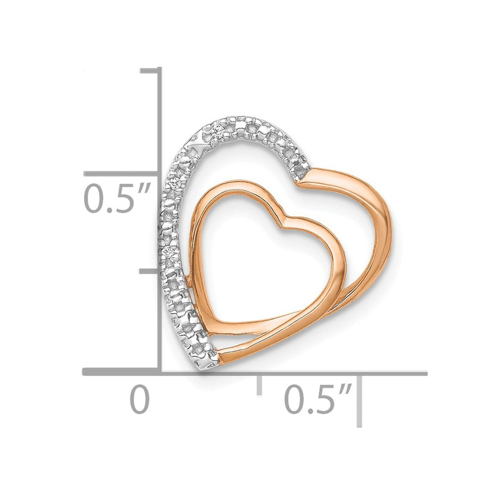 14k Rose Gold 14k Rose Gold .01ct. Diamond Double Heart Chain Slide