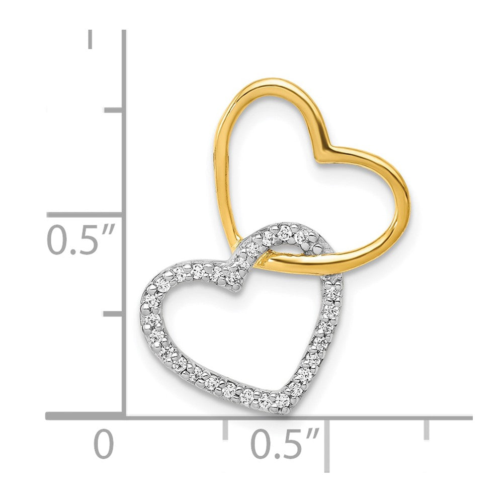 10K Two-Tone Two-Tone 1/10Ct. Diamond Double Heart Chain Slide