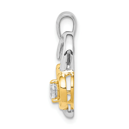 14k Two-tone Two Tone 1/5 Ct. Lab Grown Diamond VS/SI+ G+ Double Heart Pendant