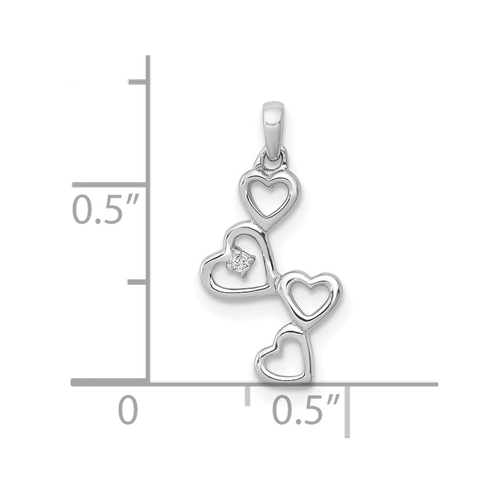 10K White Gold 10K .01Ct. Diamond Four Hearts Pendant