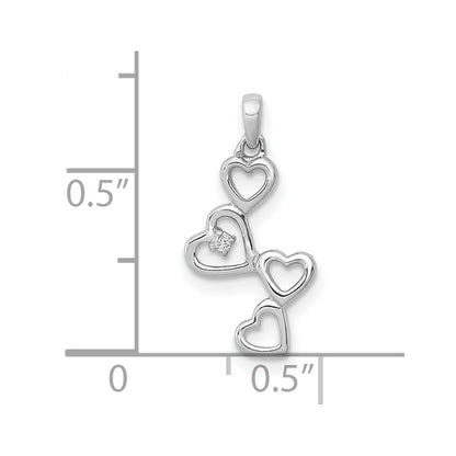 10K White Gold 10K .01Ct. Diamond Four Hearts Pendant
