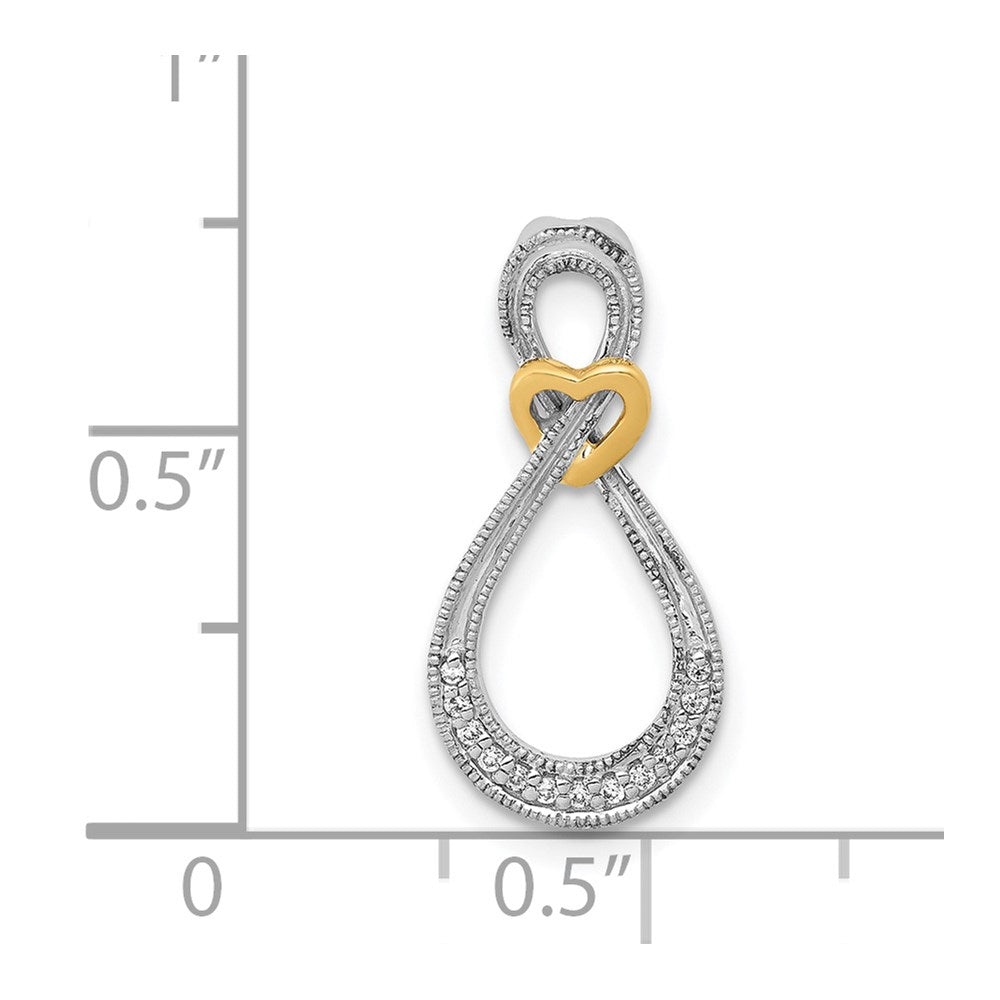 14K Two Tone 1/20Ct. Diamond Infinity Heart Chain Slide