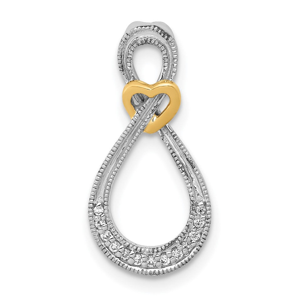 14K Two Tone 1/20Ct. Diamond Infinity Heart Chain Slide