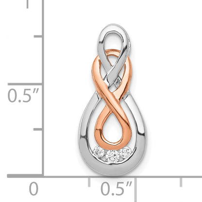 10K Two-Tone 10K White And Rose Gold Diamond Double Infinity Chain Slide