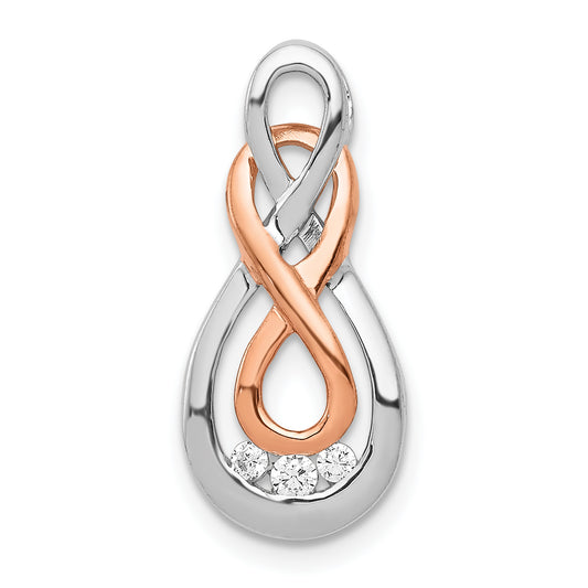 10K Two-Tone 10K White And Rose Gold Diamond Double Infinity Chain Slide