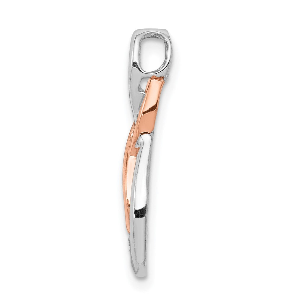 14K Two Tone White And Rose Gold Diamond Double Infinity Chain Slide