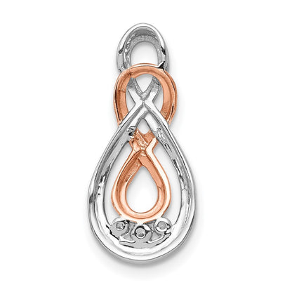 14K Two Tone White And Rose Gold Diamond Double Infinity Chain Slide