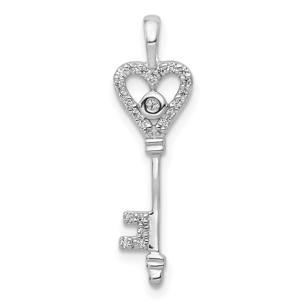 14K White Gold 1/10Ct. Diamond Heart Key Pendant