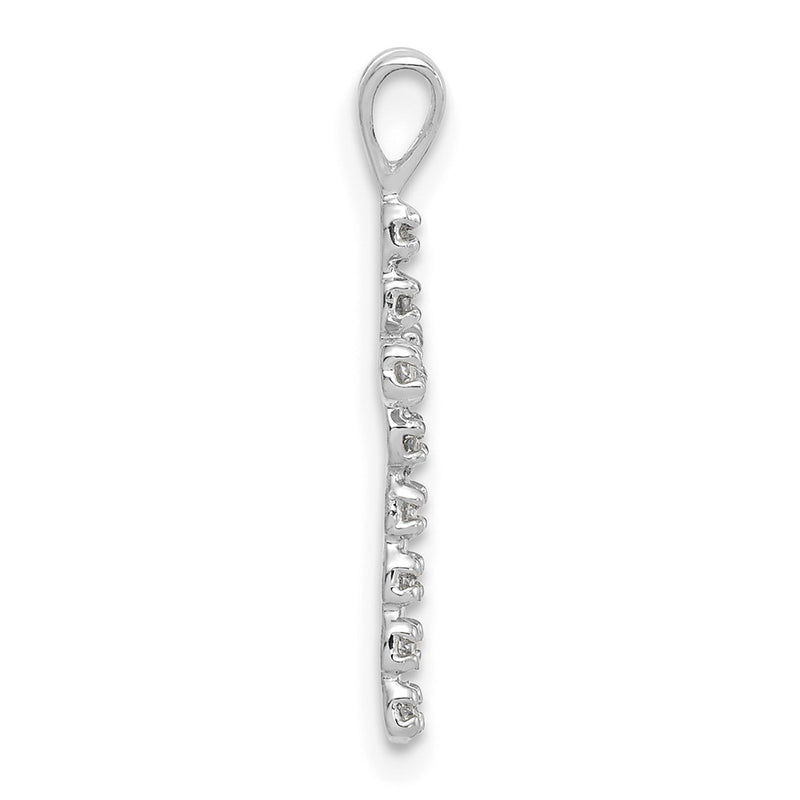 14k White Gold AA 1/8ct. Real Diamond Latin Cross Pendant