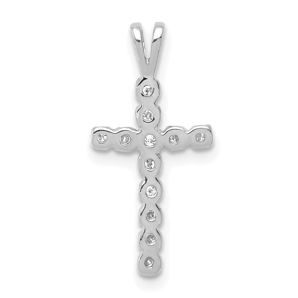 14k White Gold AA 1/8ct. Real Diamond Latin Cross Pendant