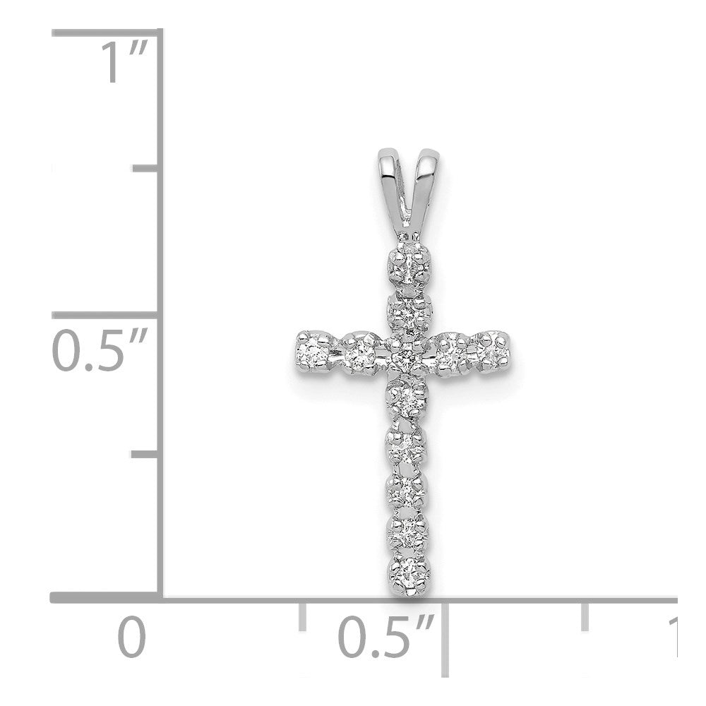 14k White Gold AA 1/8ct. Real Diamond Latin Cross Pendant