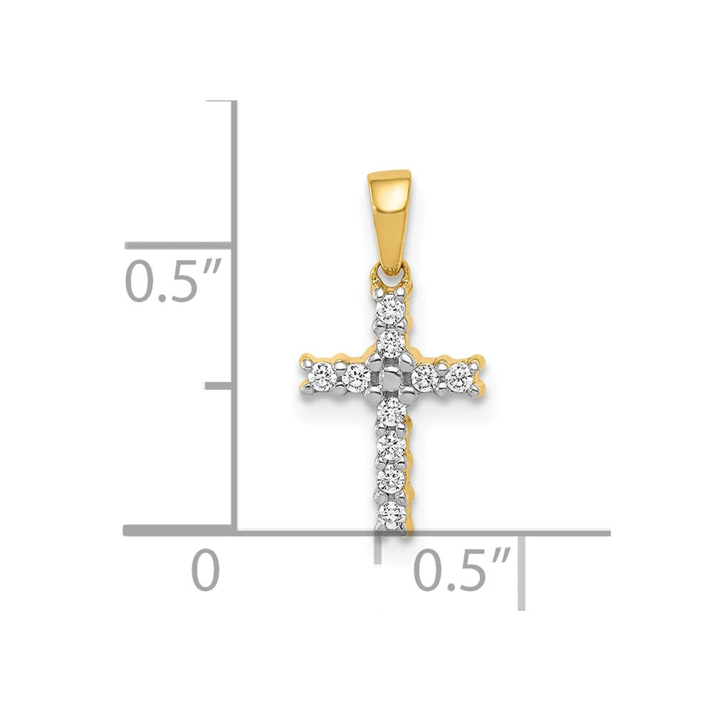 10K Yellow W/Rhodium 10K And Rhodium 1/10Ct. Diamond Latin Cross Pendant
