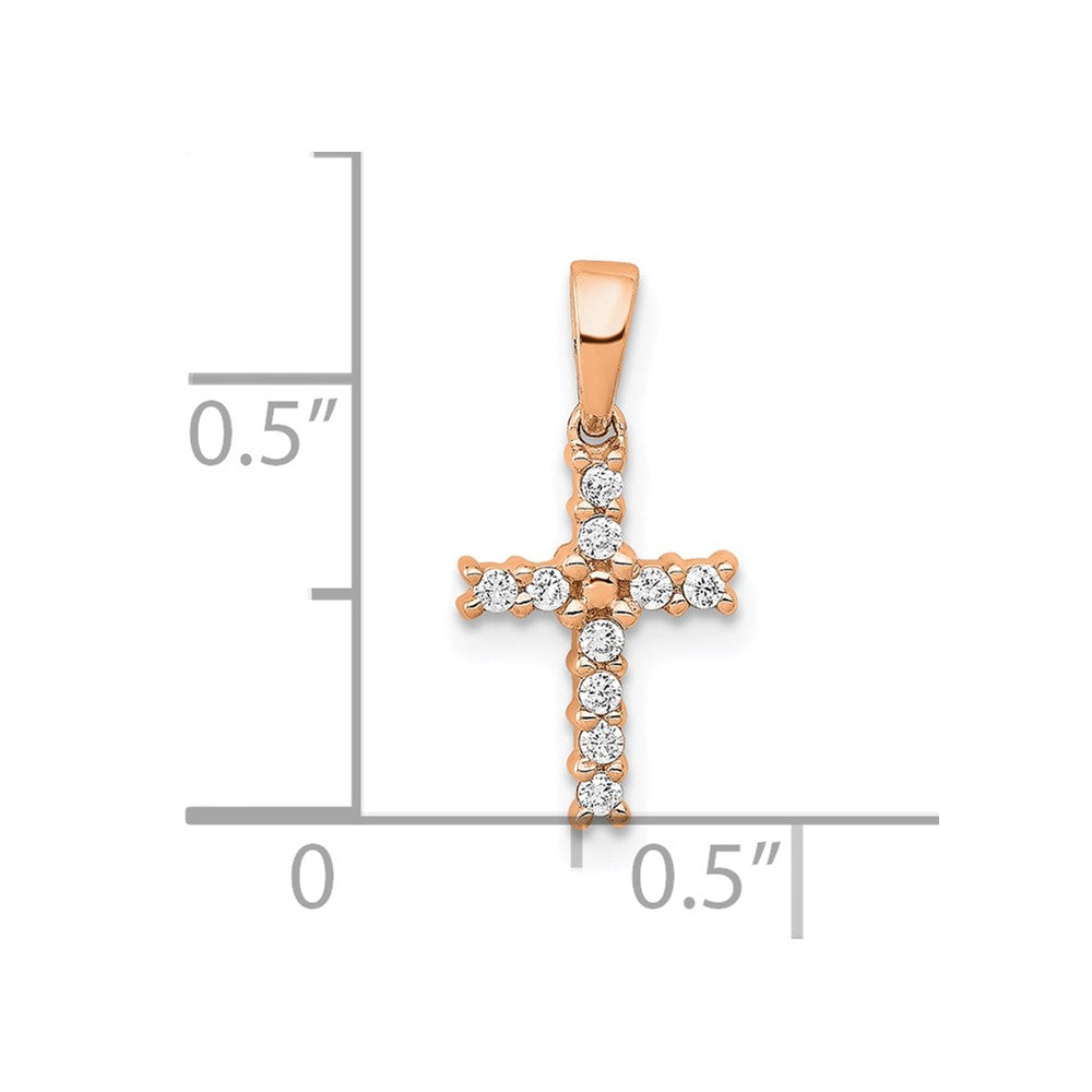 14K Rose Gold Diamond Latin Cross Pendant