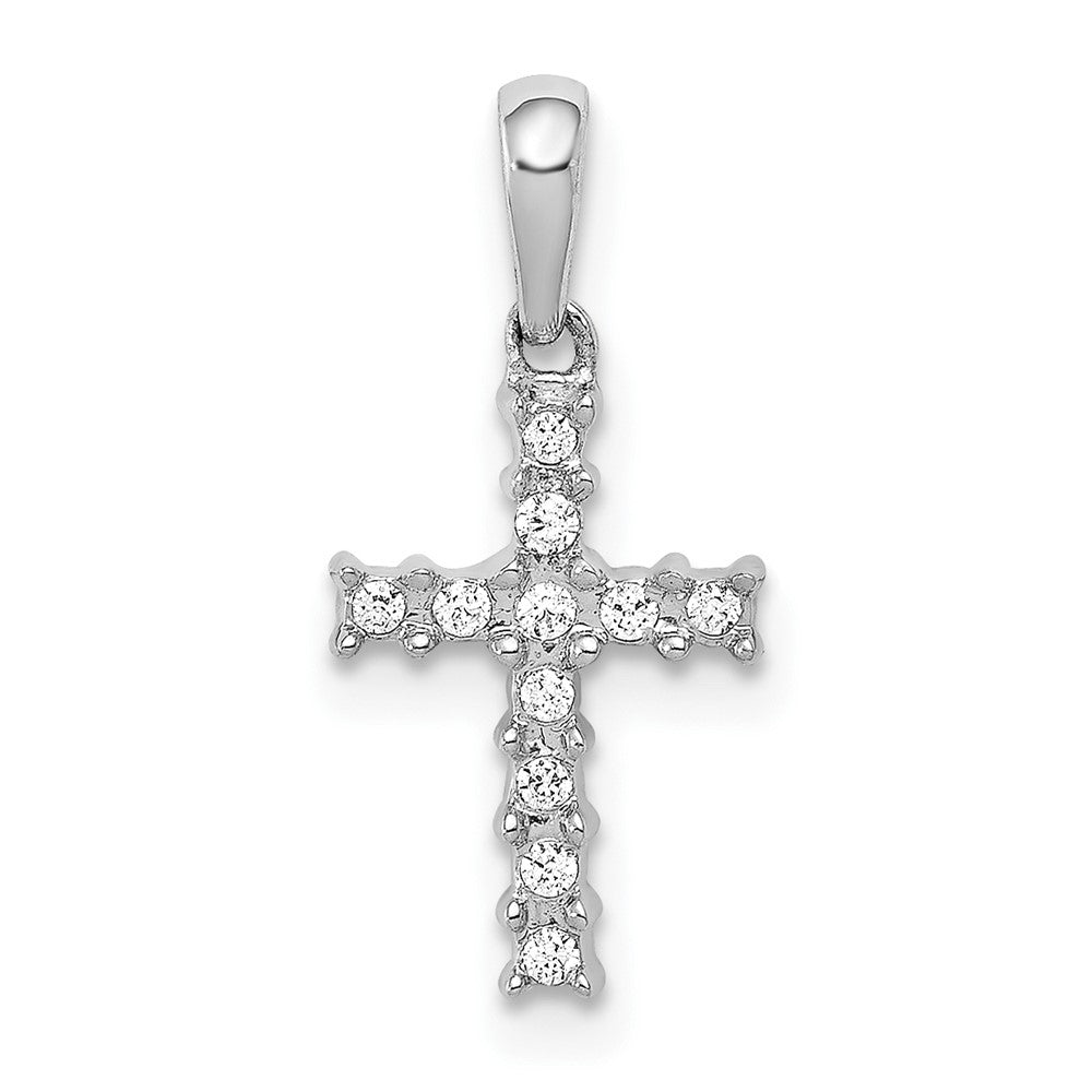 10K White Gold 10K 1/20Ct. Diamond Latin Cross Pendant