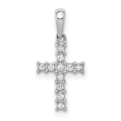 10K White Gold 10K 1/20Ct. Diamond Latin Cross Pendant