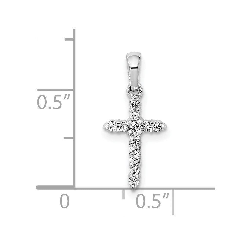 10K White Gold 10K Polished Diamond Cross Pendant