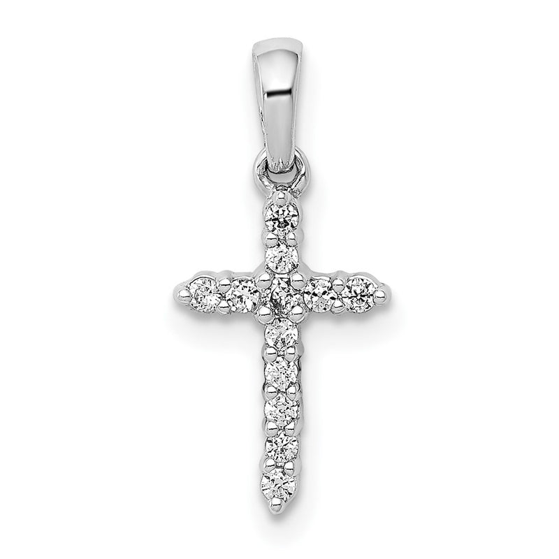10K White Gold 10K Polished Diamond Cross Pendant