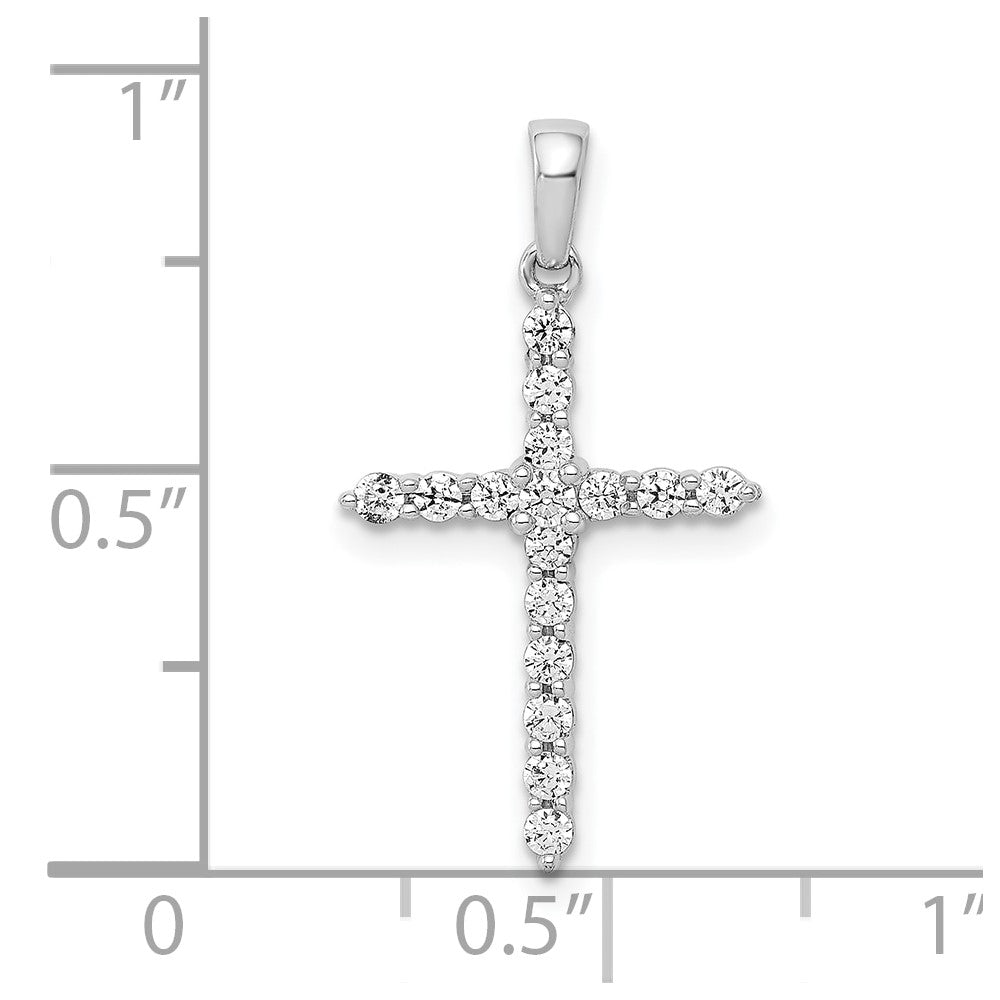 10K White Gold 10K Polished 1/4Ct. Diamond Cross Pendant