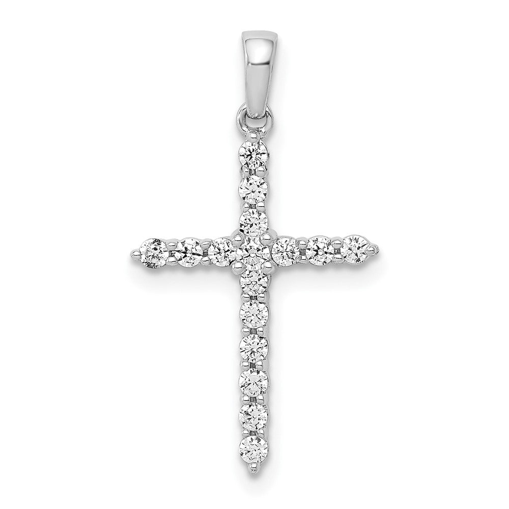 10K White Gold 10K Polished 1/4Ct. Diamond Cross Pendant