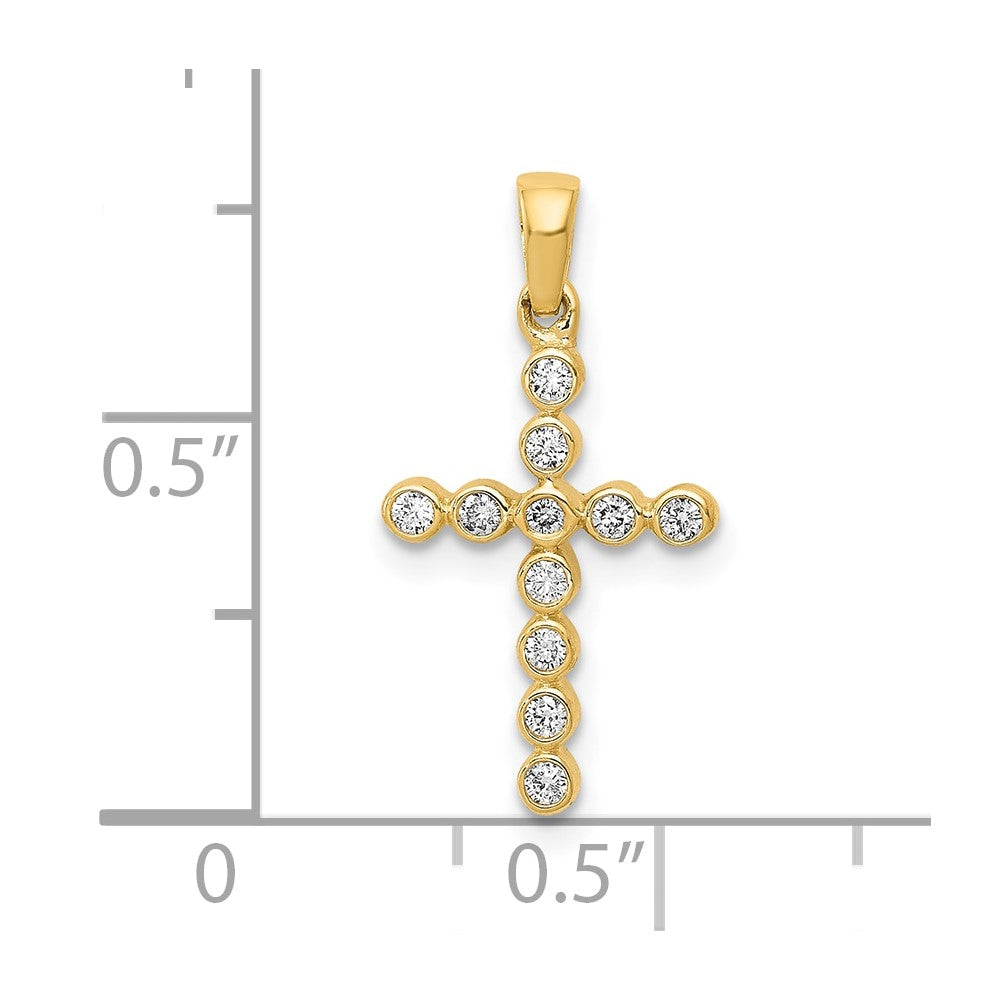 10K Yellow Gold 10K Polished 1/10Ct. Diamond Cross Pendant