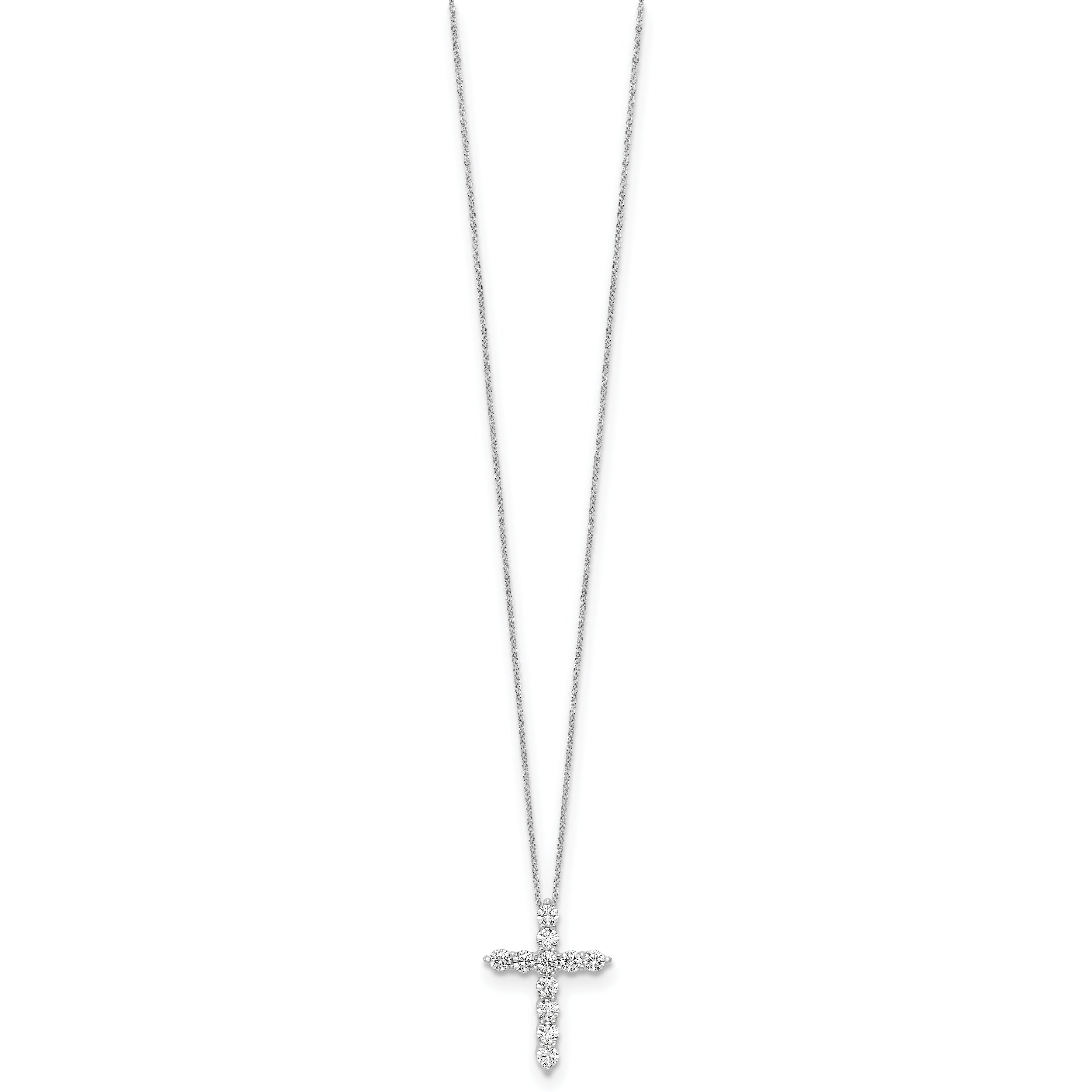 10k White Gold 3/4 Ct. Lab Grown Diamond VS/SI+ G+ 18 inch Cross Pendant Necklace
