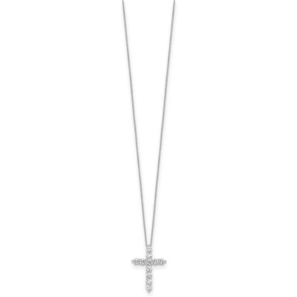 10k White Gold 3/4 Ct. Lab Grown Diamond VS/SI+ G+ 18 inch Cross Pendant Necklace