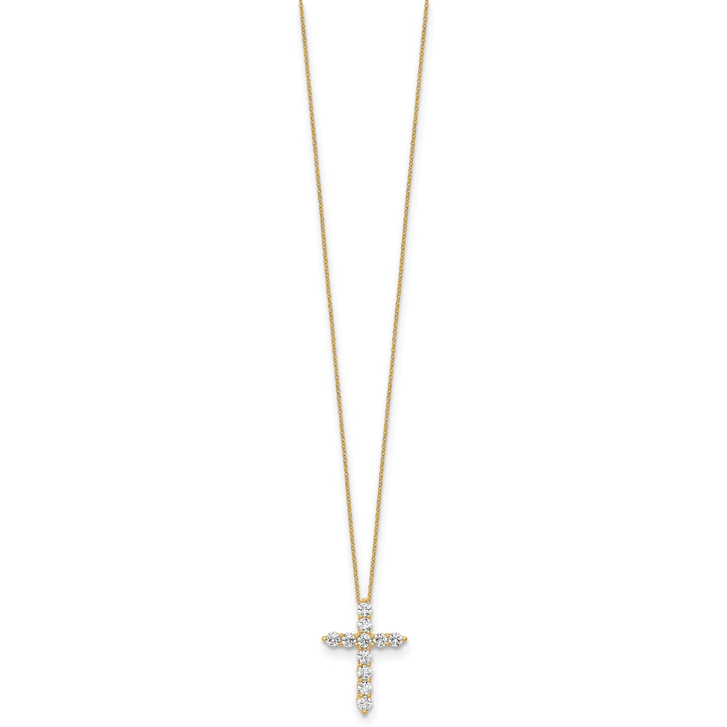 10k Yellow Gold 3/4 Ct. Lab Grown Diamond VS/SI+ G+ 18 inch Cross Pendant Necklace