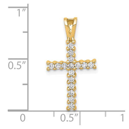 10K Yellow Gold 10K Diamond Latin Cross Pendant