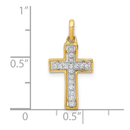 10K Yellow W/Rhodium 10K And Rhodium 1/8Ct. Diamond Cross Pendant