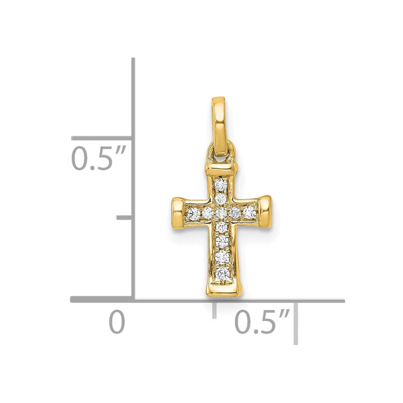 10K Yellow Gold 10K Small 1/20Ct. Diamond Latin Cross Pendant