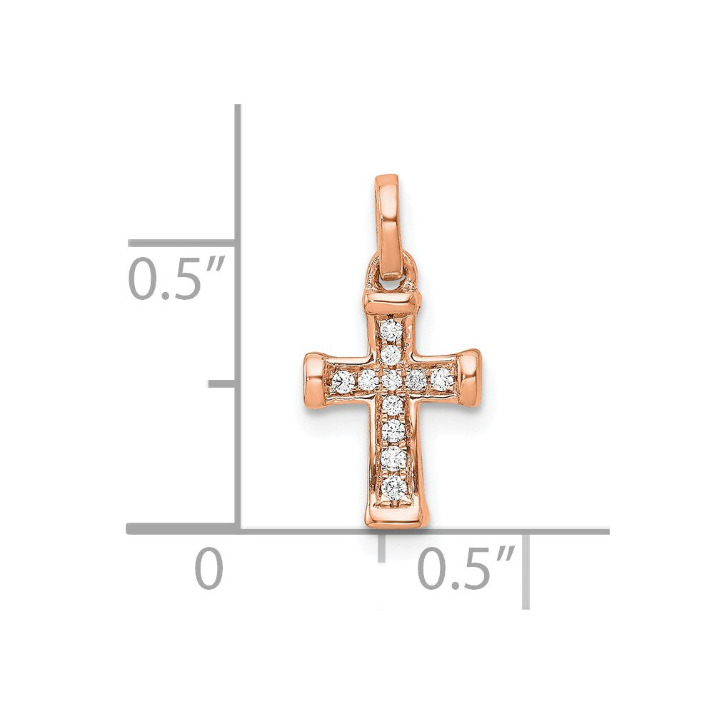 14K Rose Gold Small 1/20Ct. Diamond Latin Cross Pendant