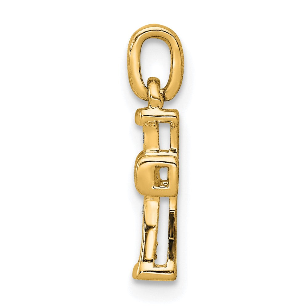 14K Yellow Gold Small 1/20ct. Real Diamond Latin Cross Pendant