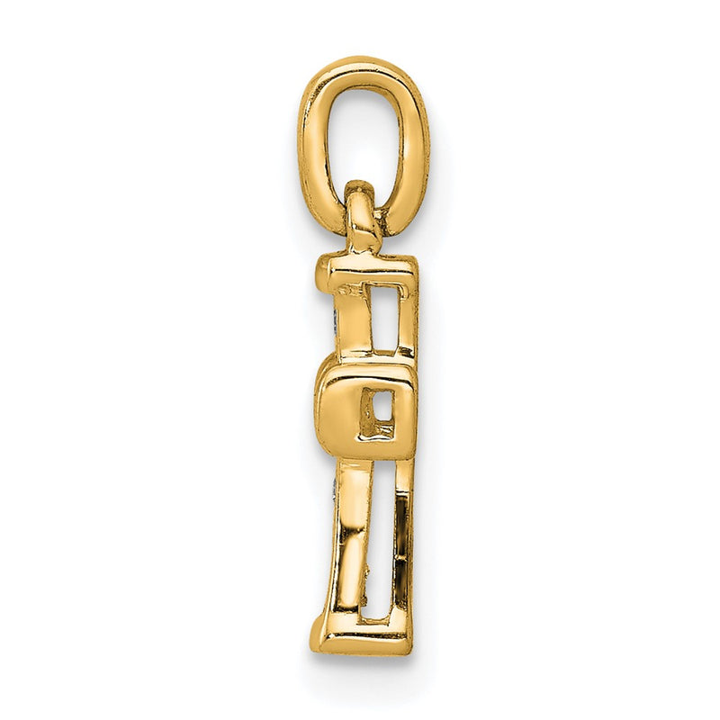14K Yellow Gold Small 1/20ct. Real Diamond Latin Cross Pendant
