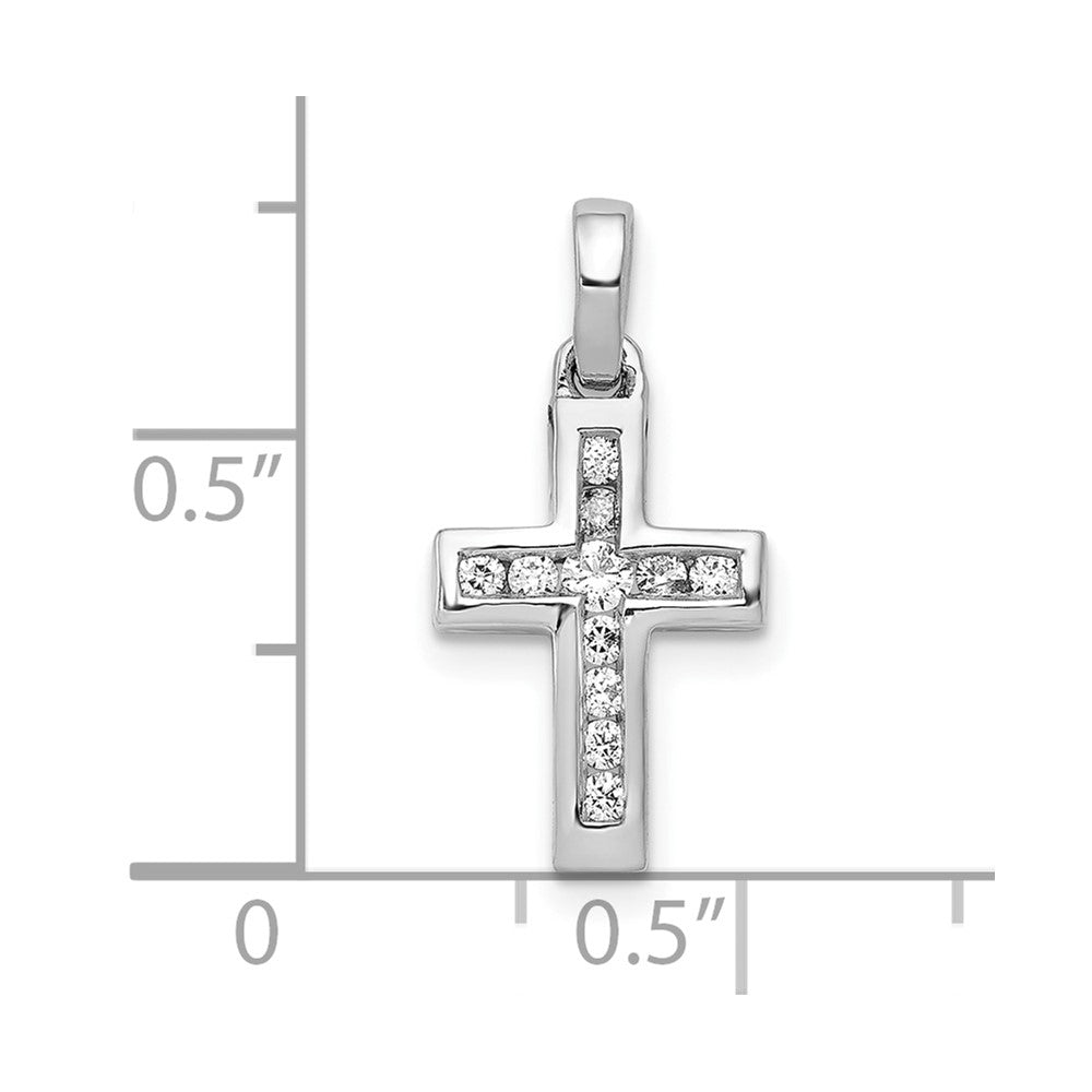 10K White Gold 10K 1/6Ct. Diamond Latin Cross Pendant