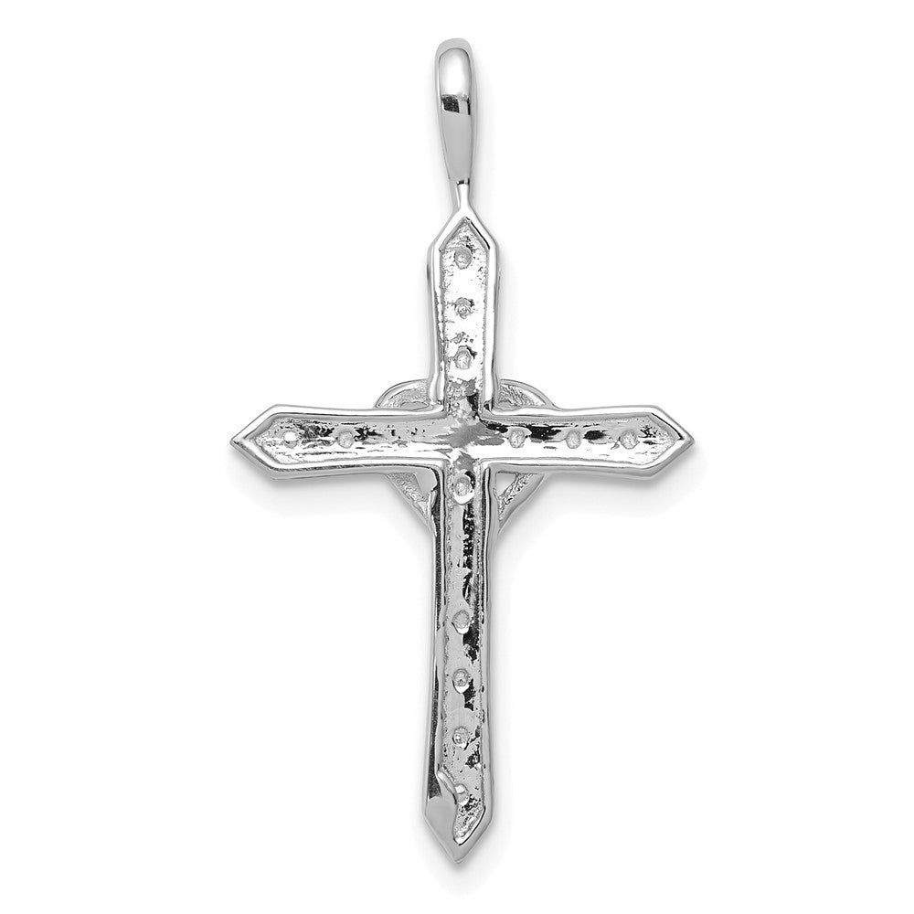14k White Gold AA 1/10ct. Real Diamond Heart Cross Pendant
