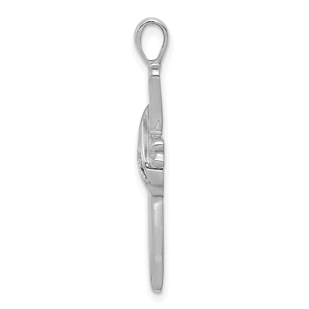 14k White Gold AA Real Diamond Cross Pendant