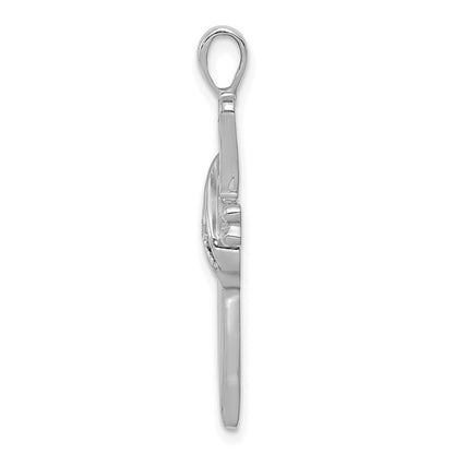 14k White Gold AA Real Diamond Cross Pendant