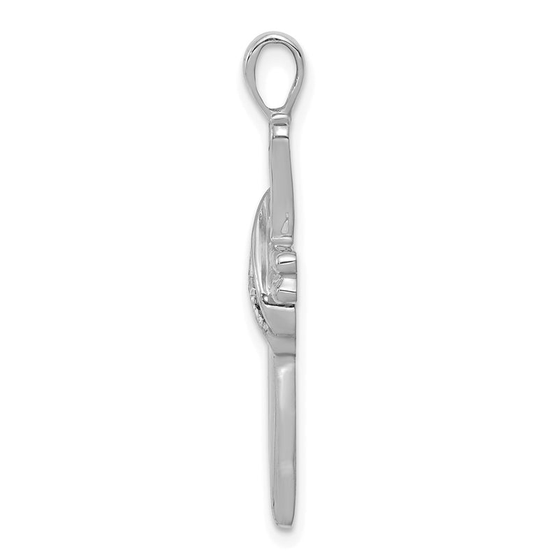 14k White Gold AA Real Diamond Cross Pendant