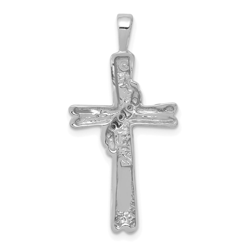 14k White Gold AA Real Diamond Cross Pendant