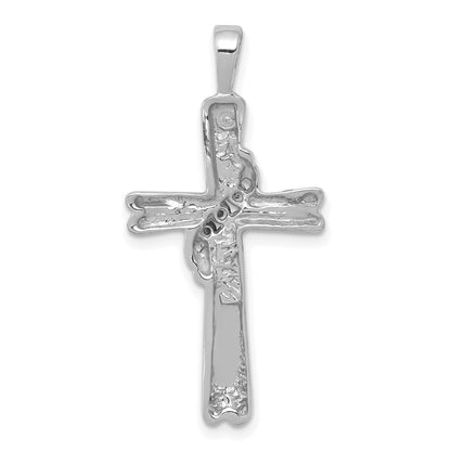 14k White Gold AA Real Diamond Cross Pendant