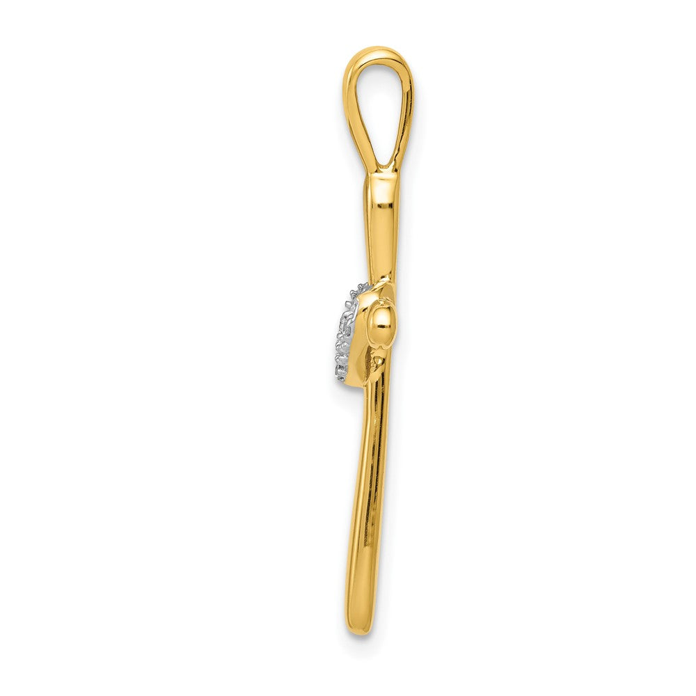 10K Yellow Gold 10K Diamond Cross W/Heart Pendant