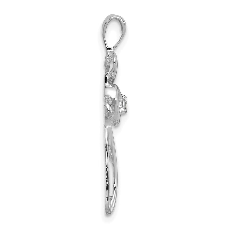 14k White Gold AA Real Diamond Cross Pendant