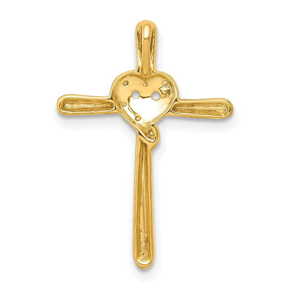 10K Yellow Gold 10K .02Ct. Diamond Heart Cross Chain Slide