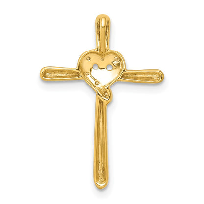 10K Yellow Gold 10K .02Ct. Diamond Heart Cross Chain Slide