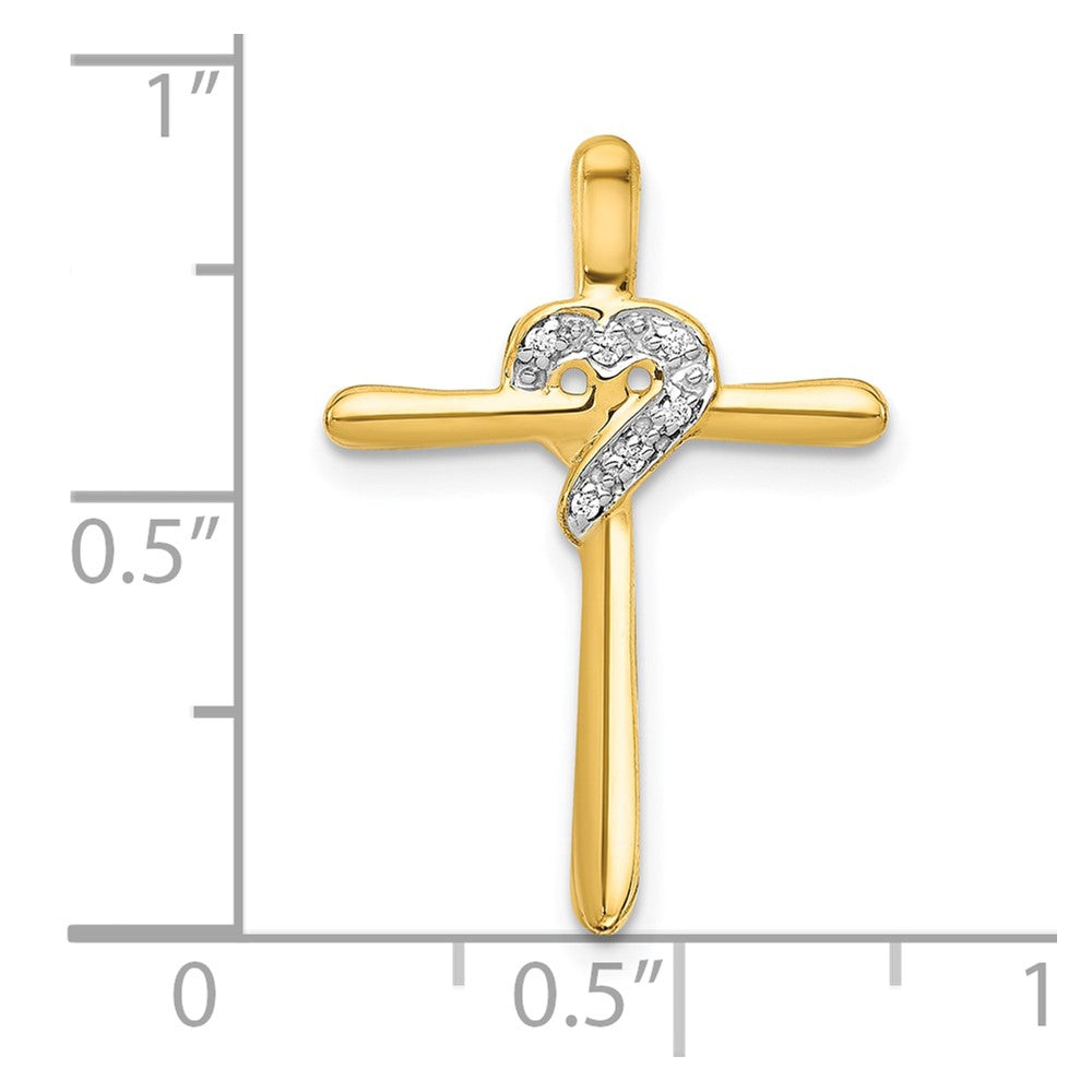 10K Yellow Gold 10K .02Ct. Diamond Heart Cross Chain Slide