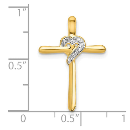10K Yellow Gold 10K .02Ct. Diamond Heart Cross Chain Slide