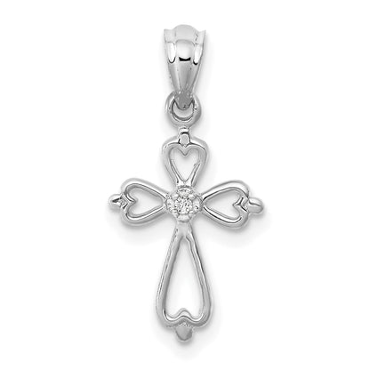 10K White Gold 10K Diamond Accented Cross Pendant