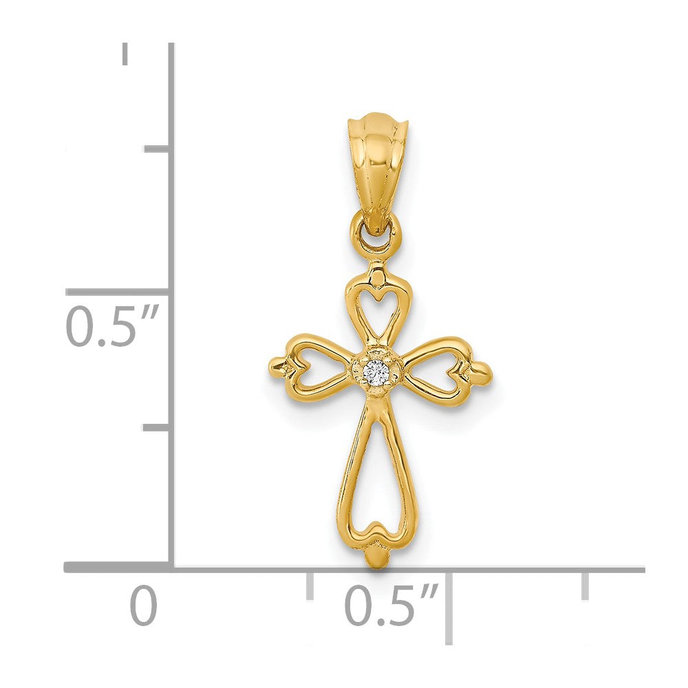 10K Yellow Gold 10K Diamond Accented Cross Pendant
