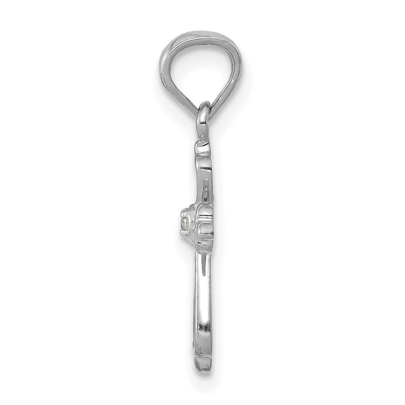 14K White Gold Real Diamond Accented Cross Pendant
