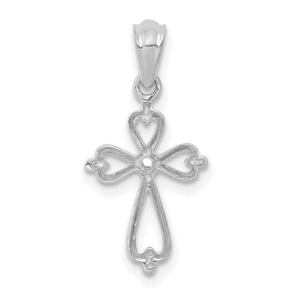 14K White Gold Real Diamond Accented Cross Pendant